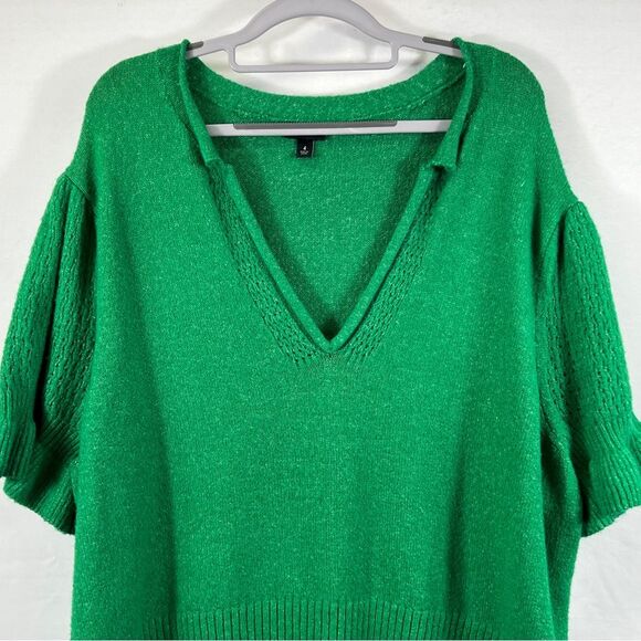 Torrid Green Cashmere Pullover Ruffle Sleeve Sweater Blouse 0665 - Picture 3 of 11